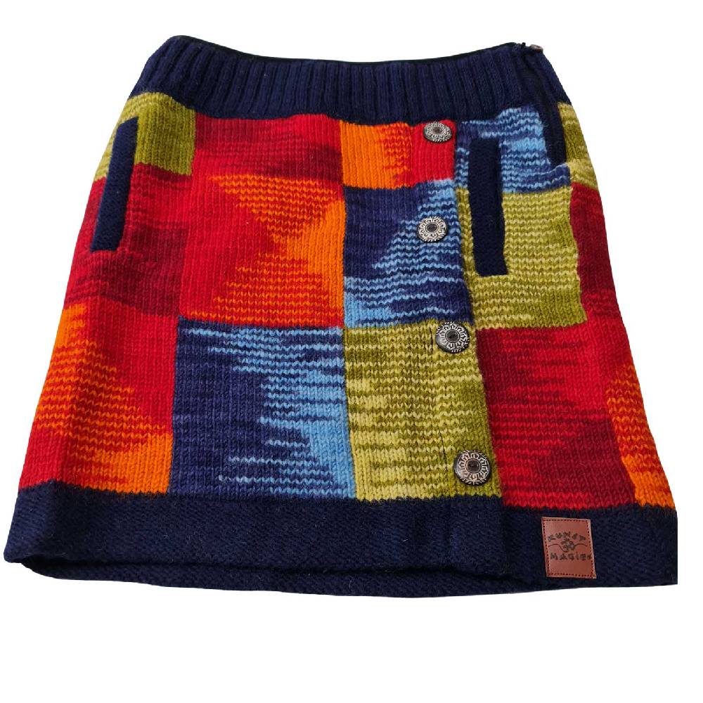 Kunst Und Magie Bunter Patchwork Strickrock kurzer gefütterter Rock Wolle Boho Bis zu 50% Rabatt