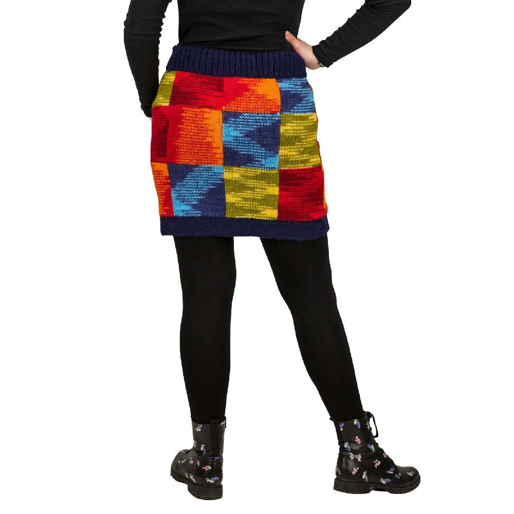 Kunst Und Magie Bunter Patchwork Strickrock kurzer gefütterter Rock Wolle Boho Bis zu 50% Rabatt
