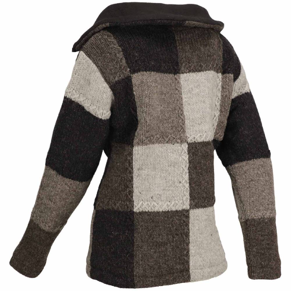 Kunst Und Magie Damen Strickjacke Goa Wolle Bunte Patchwork Jacke mit Fleecefutter und Hochkragen Bis zu 65% Rabatt