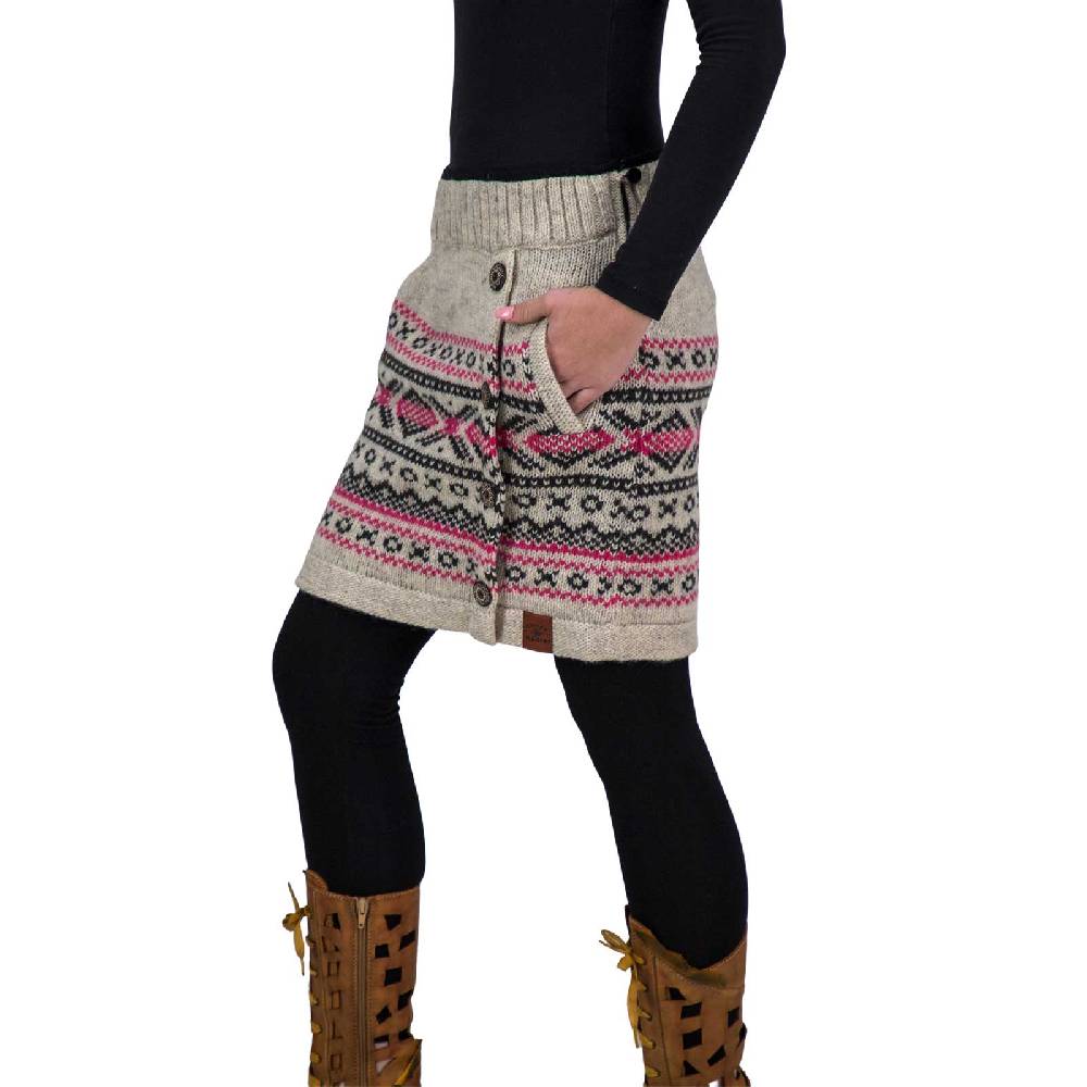 Kunst Und Magie Bunter Strickrock kurzer Rock mit nordischen Mustern Wolle gefüttert Boho Fabrikladen