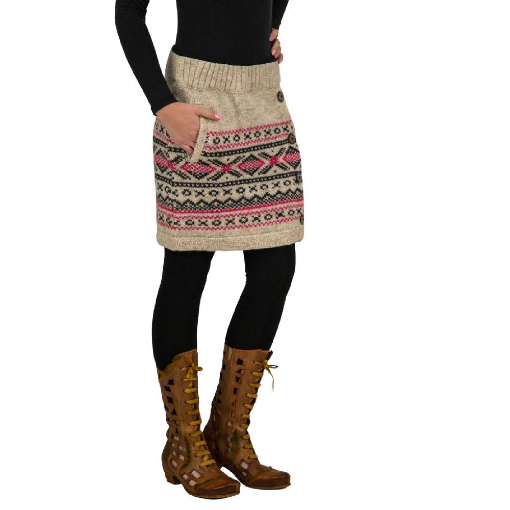 Kunst Und Magie Bunter Strickrock kurzer Rock mit nordischen Mustern Wolle gefüttert Boho Fabrikladen