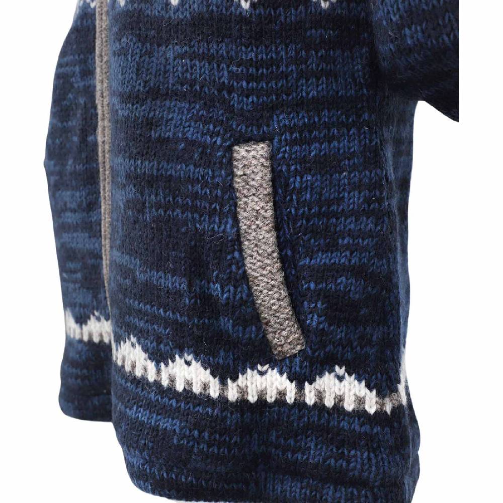 Kunst Und Magie Herren Strickjacke Schurwolle Klassich Nordisches Muster Wolle Jacke mit Kapuze Black Friday Preise