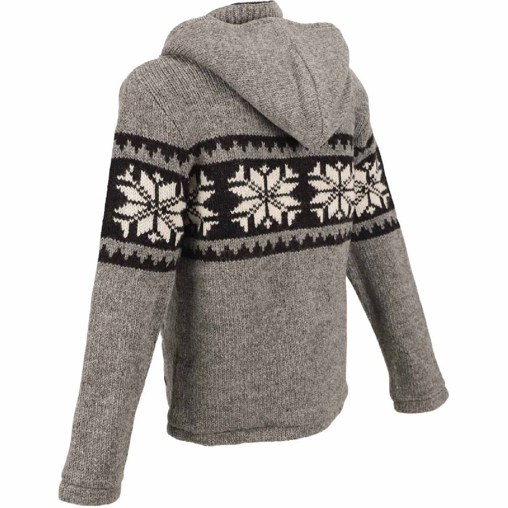 Kunst Und Magie Herren Strickjacke Schurwolle Klassich Nordisches Muster Wolle Jacke mit abnehmbarer Kapuze Im Verkauf