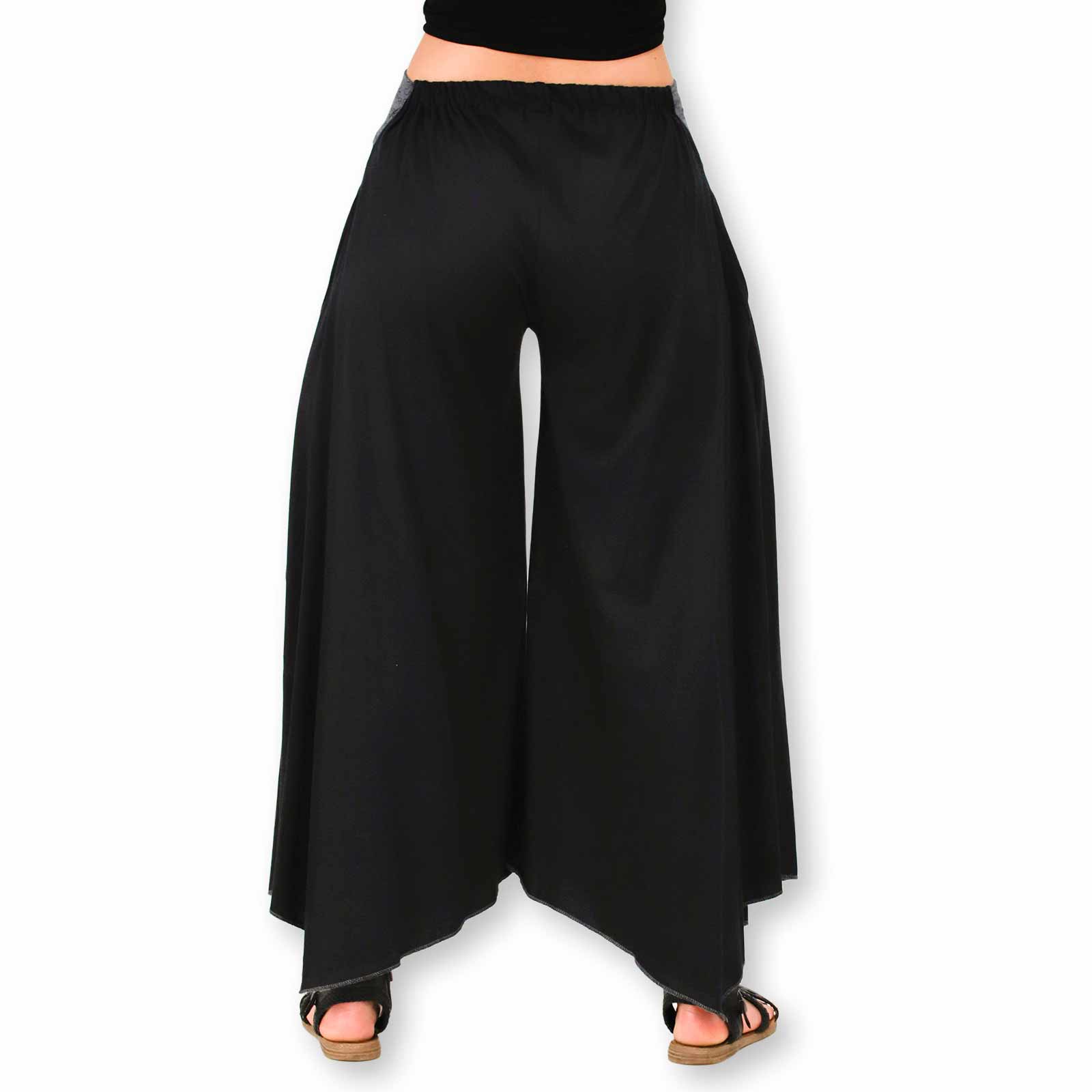 Kunst Und Magie Damen Schlaghose Ibiza Syle Goa Boho Strandhose Wellnesshose Hosenrock mit Stickerei Verkauf