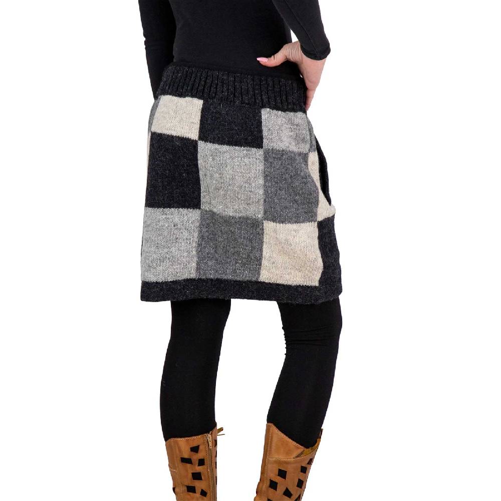 Kunst Und Magie Bunter Patchwork Strickrock kurzer Rock mit klassischem Muster Wolle gefüttert Boho Angebote