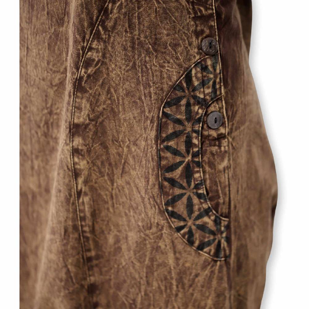 Kunst Und Magie Hippie Latzhose Haremshose Goa Hose Boho 70er Jumpsuit Overall Blume des Lebens im Angebot