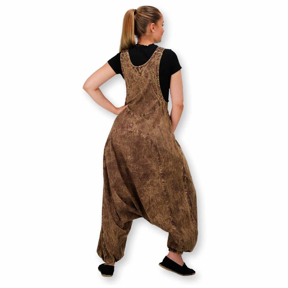 Kunst Und Magie Hippie Latzhose Haremshose Goa Hose Boho 70er Jumpsuit Overall Blume des Lebens im Angebot