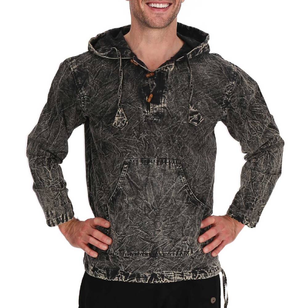 Kunst Und Magie Baja Hoodie Herren alternativ Kapuzenpulli Stonewashed gefüttert Nachhaltig Fair Schlussverkauf