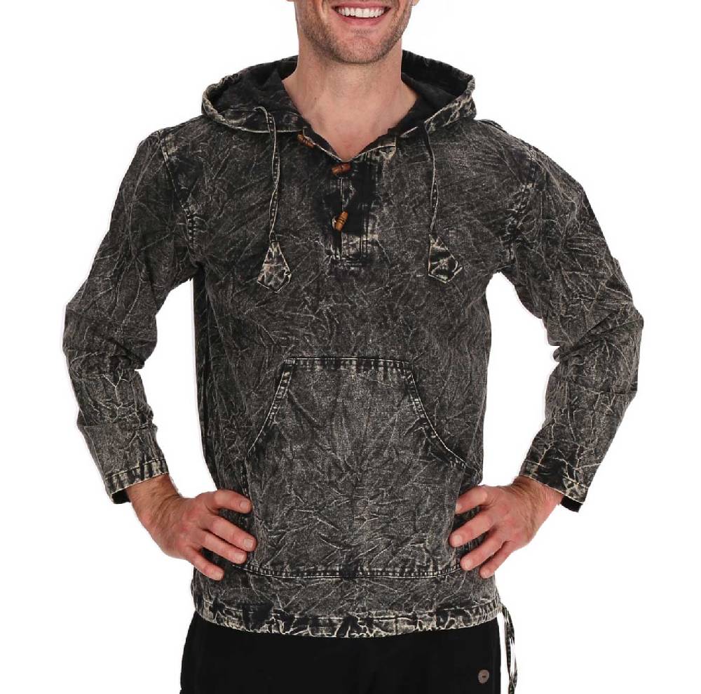 Kunst Und Magie Baja Hoodie Herren alternativ Kapuzenpulli Stonewashed gefüttert Nachhaltig Fair Schlussverkauf
