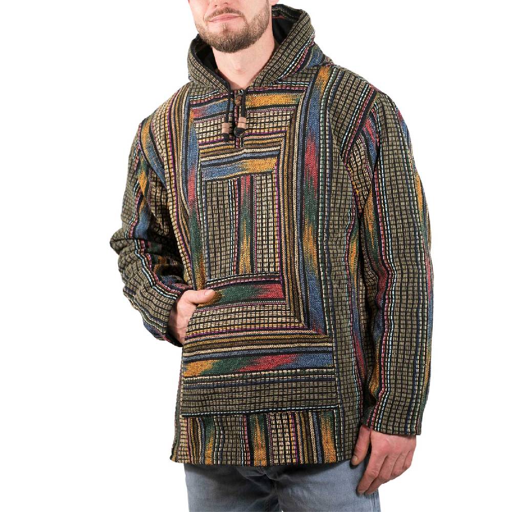 Kunst Und Magie Bunter Kapuzenpulli Kapu Baja Jerga Hoodie mit Kapuze und Kängurutaschen Hippie Goa Großer Ausverkauf