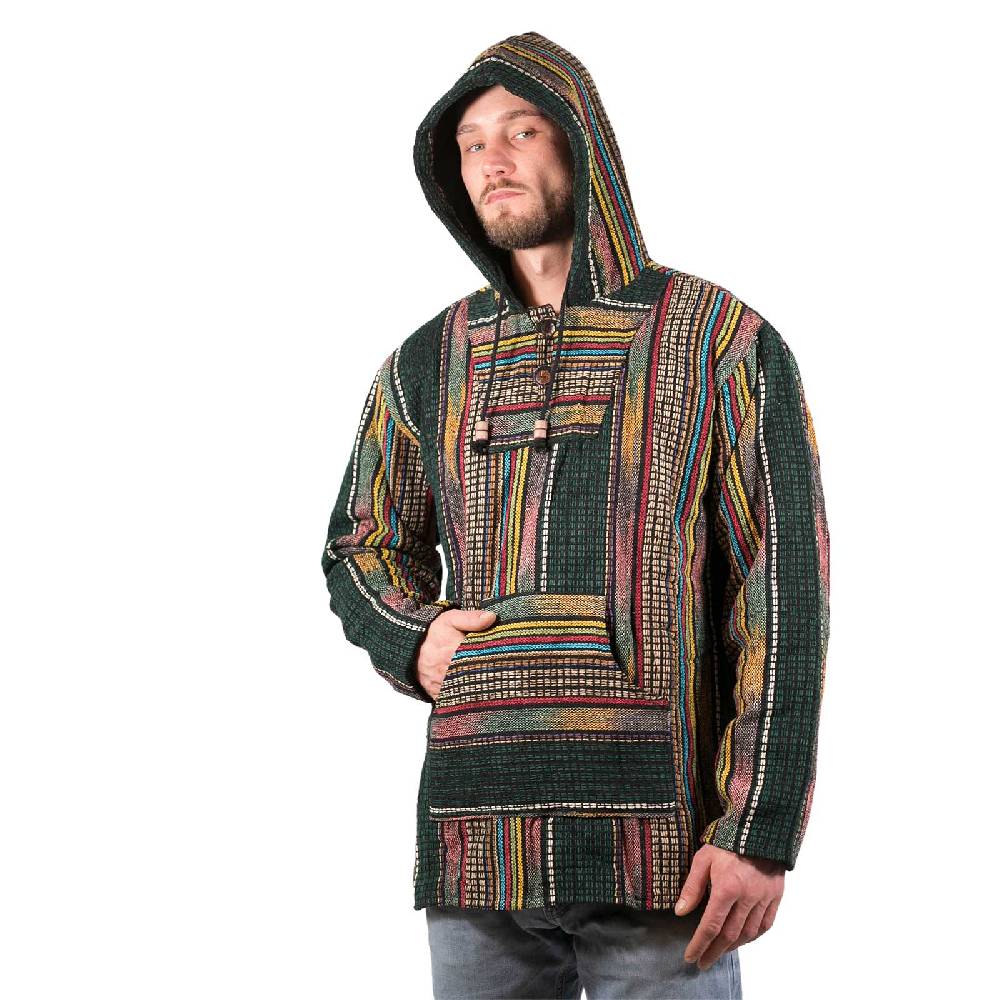 Kunst Und Magie Bunter Kapuzenpulli Kapu Baja Jerga Hoodie mit Kapuze und Kängurutaschen Hippie Goa Großer Ausverkauf