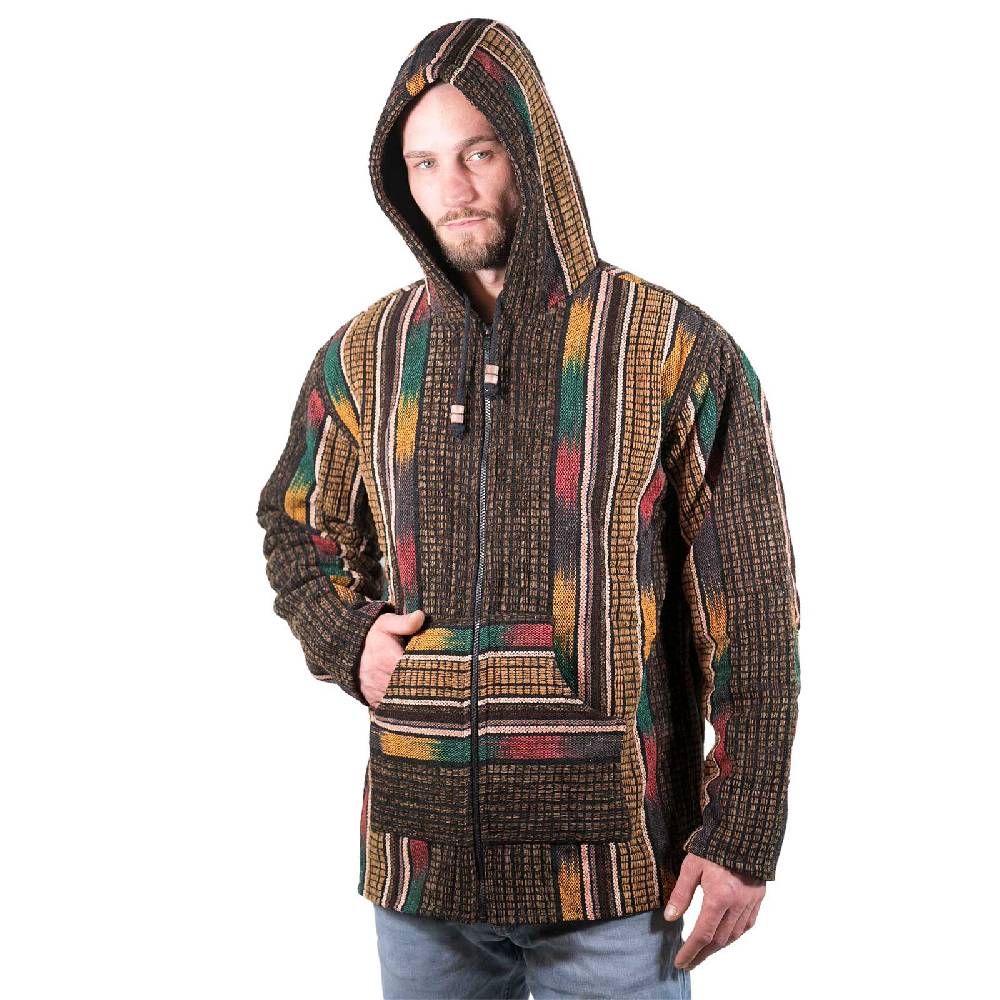 Kunst Und Magie Kapuzenjacke Kapu Hoodie mit Kapuze und Kängurutaschen Hippie Jacke Gheri Nepal Begrenztes Angebot