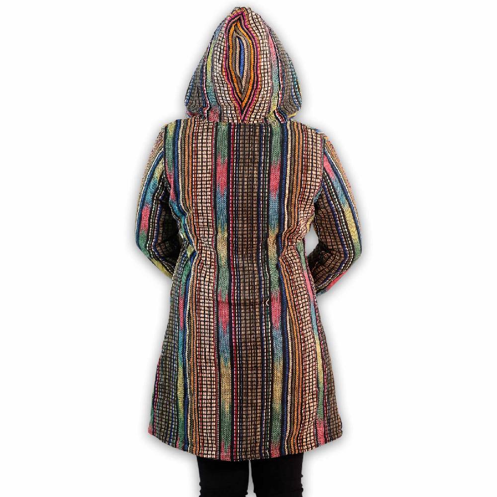 Kunst Und Magie Damen Gheri Jacke mit Kapuze -Hippie Goa Boho Damen Mantel Bunt Preisnachlass