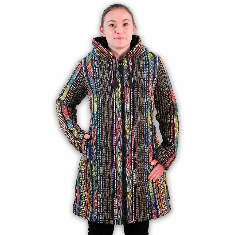 Kunst Und Magie Damen Gheri Jacke mit Kapuze -Hippie Goa Boho Damen Mantel Bunt Preisnachlass