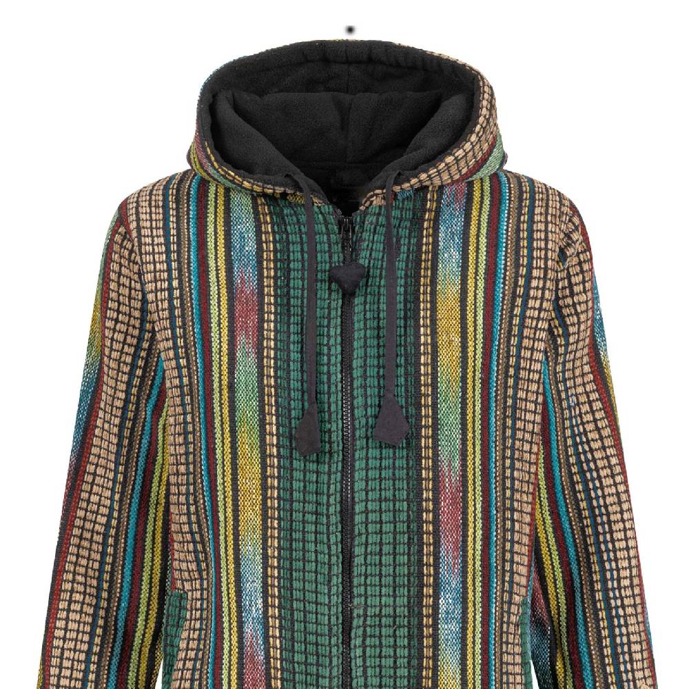 Kunst Und Magie Damen Kurzmantel Gheri Jacke mit Kapuze -Hippie Goa Boho Damen Mantel Black Friday