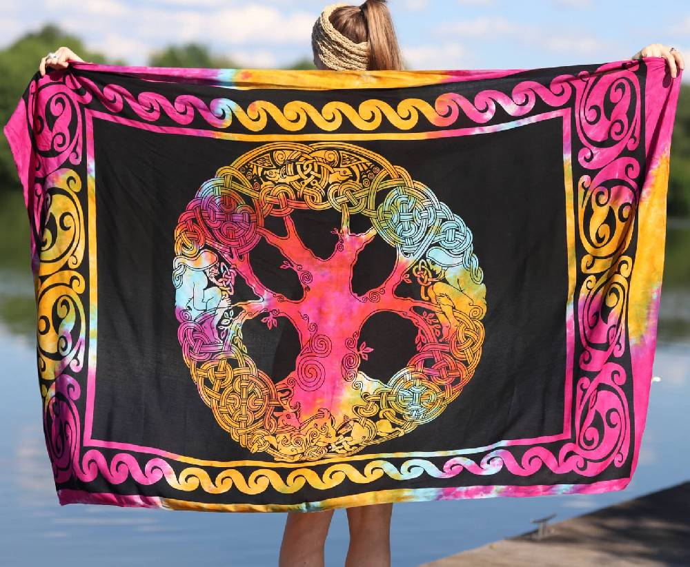 Kunst Und Magie Sarong Yogatuch Iggdrasil Weltenbaum Strandtuch Multifunktionstuch Dekotuch Tischdecke Wickelkleid Lagerräumung