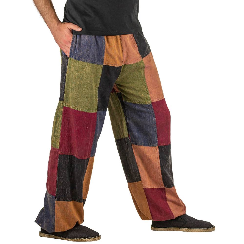 Kunst Und Magie Kunst und Magie Bunte Patchwork Freizeit Cargo Hose Stonewashed - Unisex Hippiehose Online Outlet