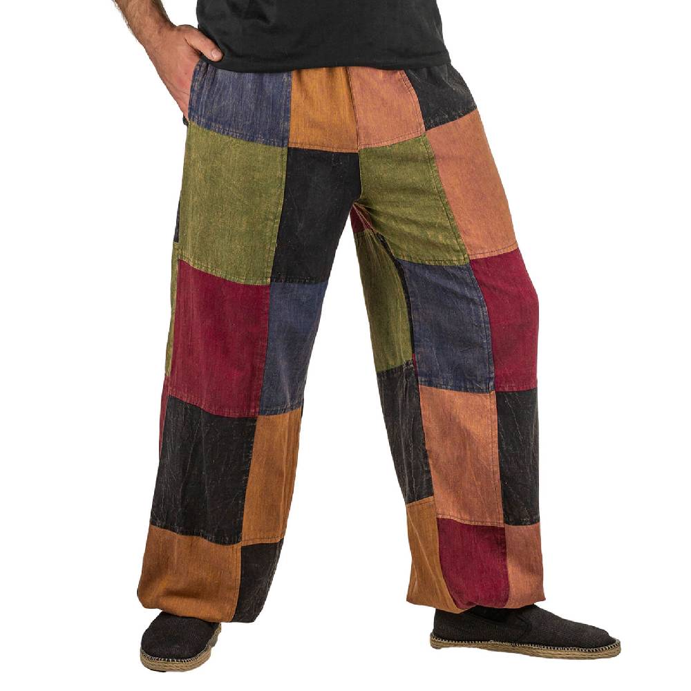 Kunst Und Magie Kunst und Magie Bunte Patchwork Freizeit Cargo Hose Stonewashed - Unisex Hippiehose Online Outlet