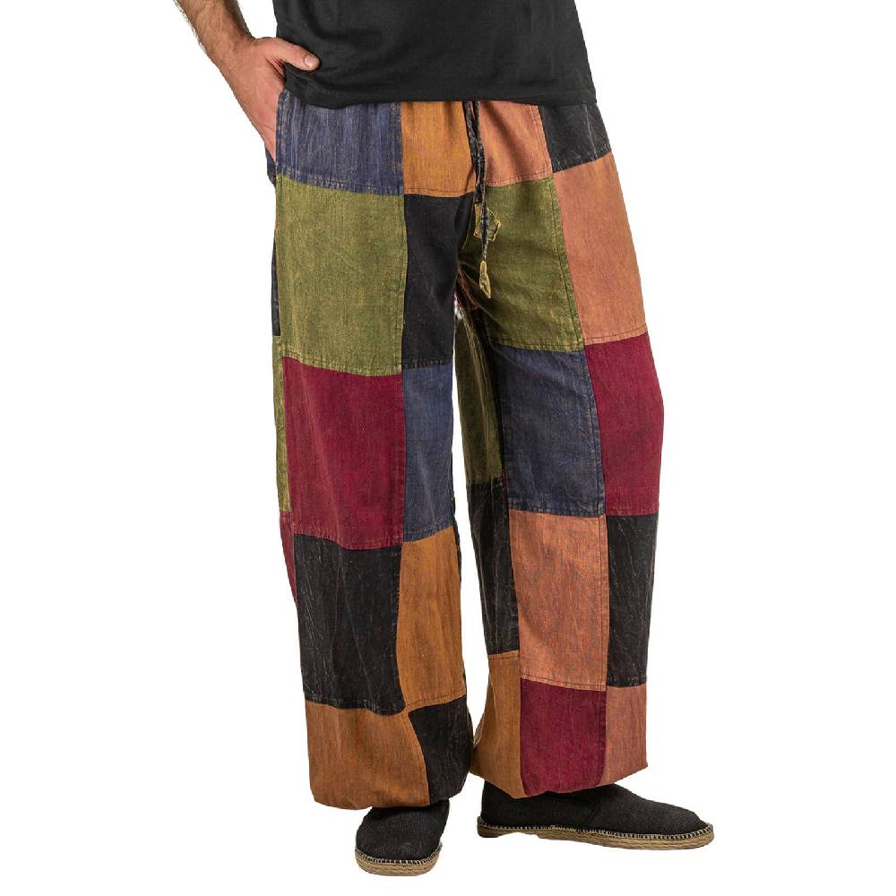 Kunst Und Magie Kunst und Magie Bunte Patchwork Freizeit Cargo Hose Stonewashed - Unisex Hippiehose Online Outlet