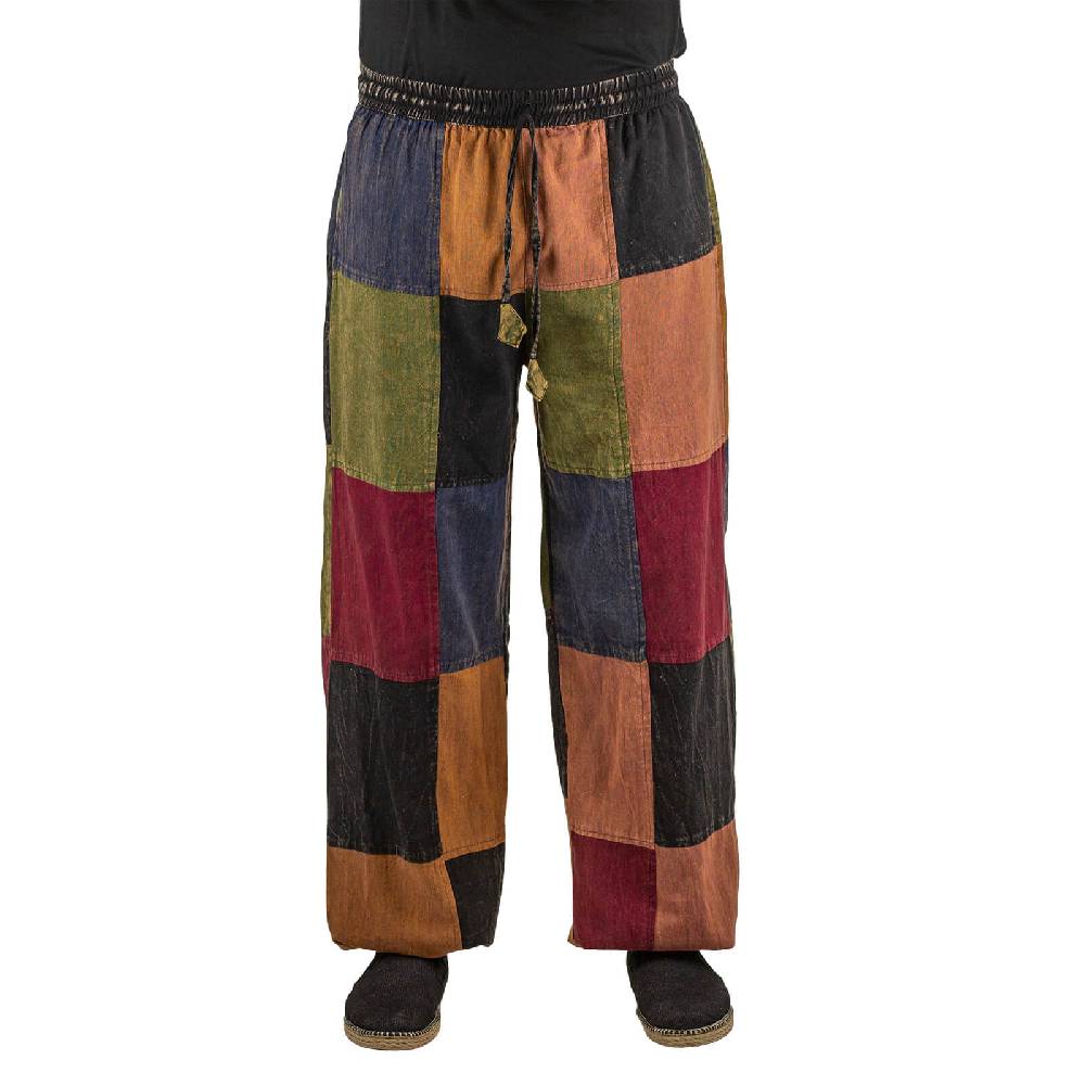 Kunst Und Magie Kunst und Magie Bunte Patchwork Freizeit Cargo Hose Stonewashed - Unisex Hippiehose Online Outlet