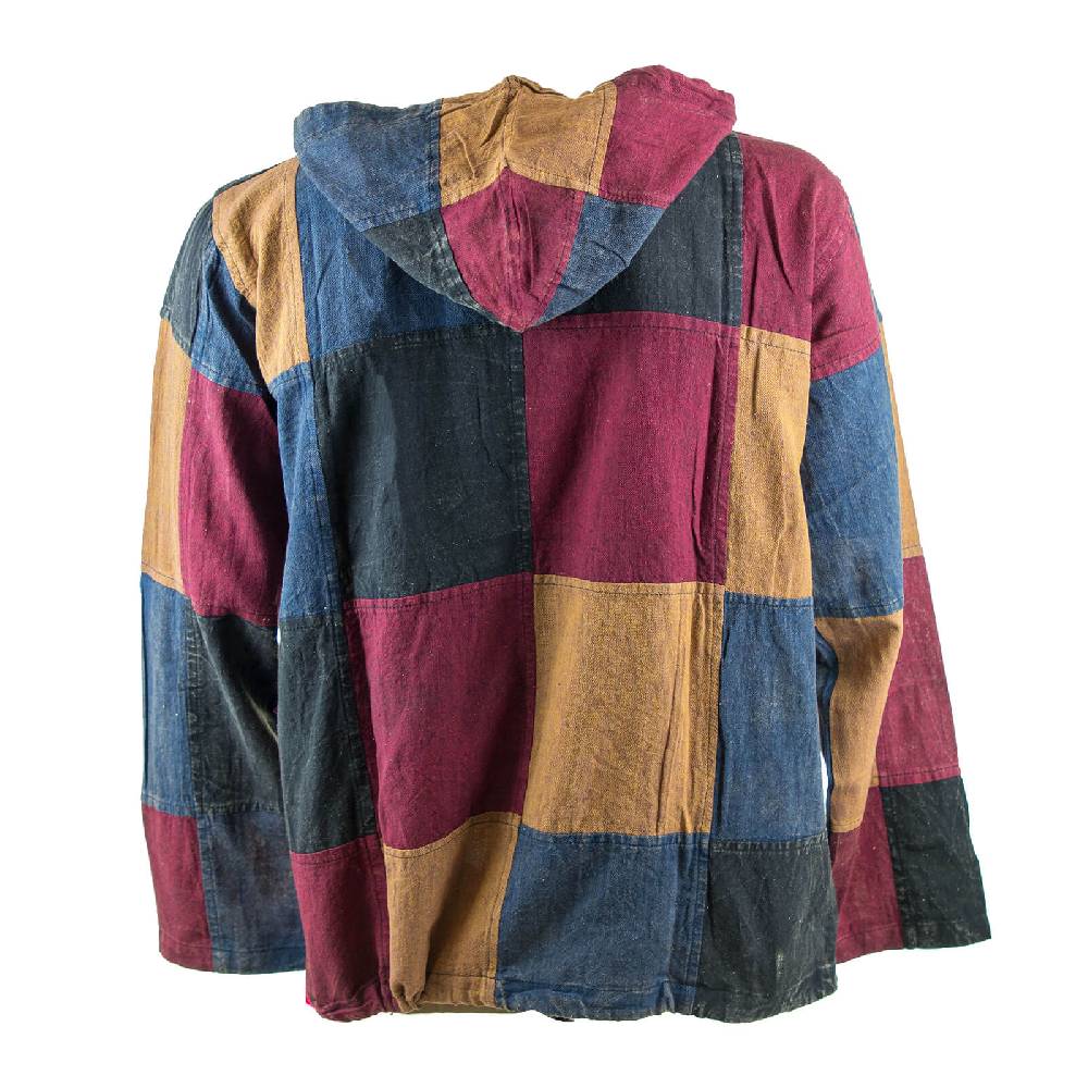 Kunst Und Magie KUNST UND MAGIE Herren bunt alternativ Baja Hoodie Fischerhemd Kapuze Patchwork Neuheiten