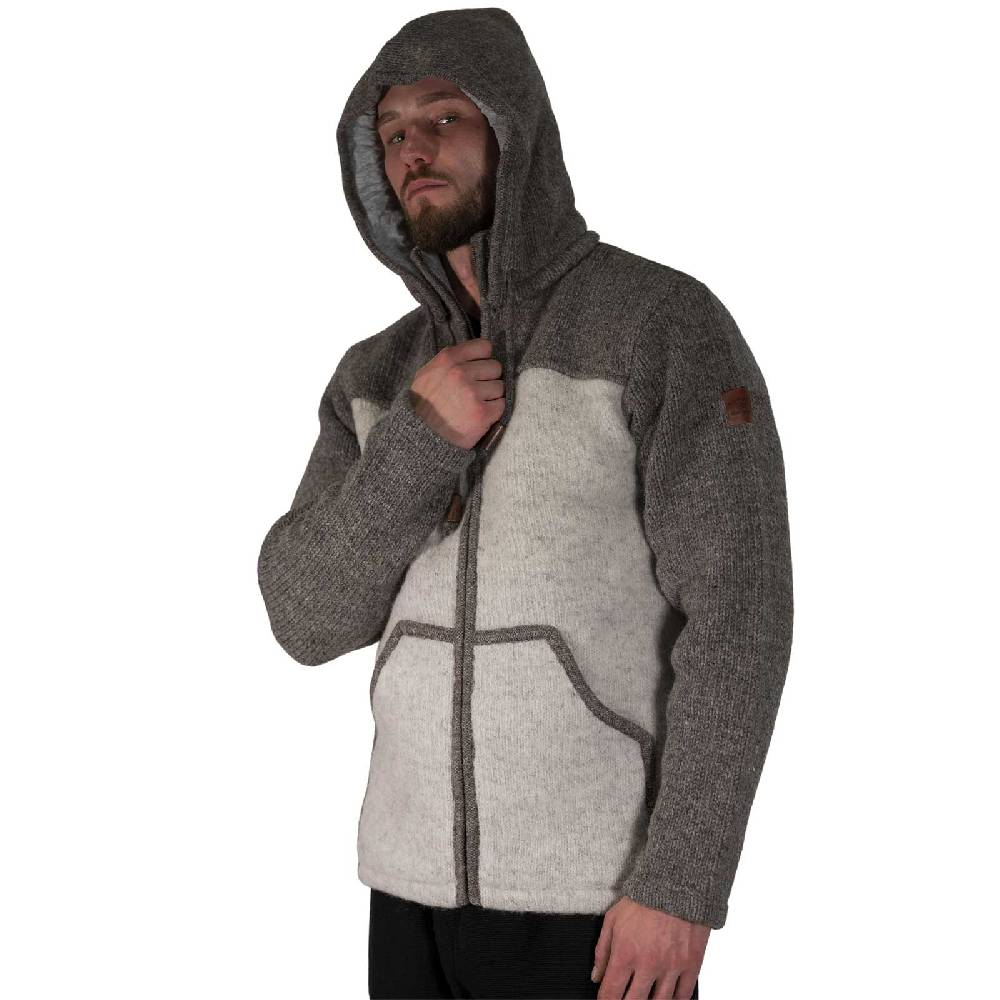 Kunst Und Magie Klassische Herren Strickjacke Wolle Jacke mit abnehmbarer Kapuze Baumwollfutter Räumungsverkauf
