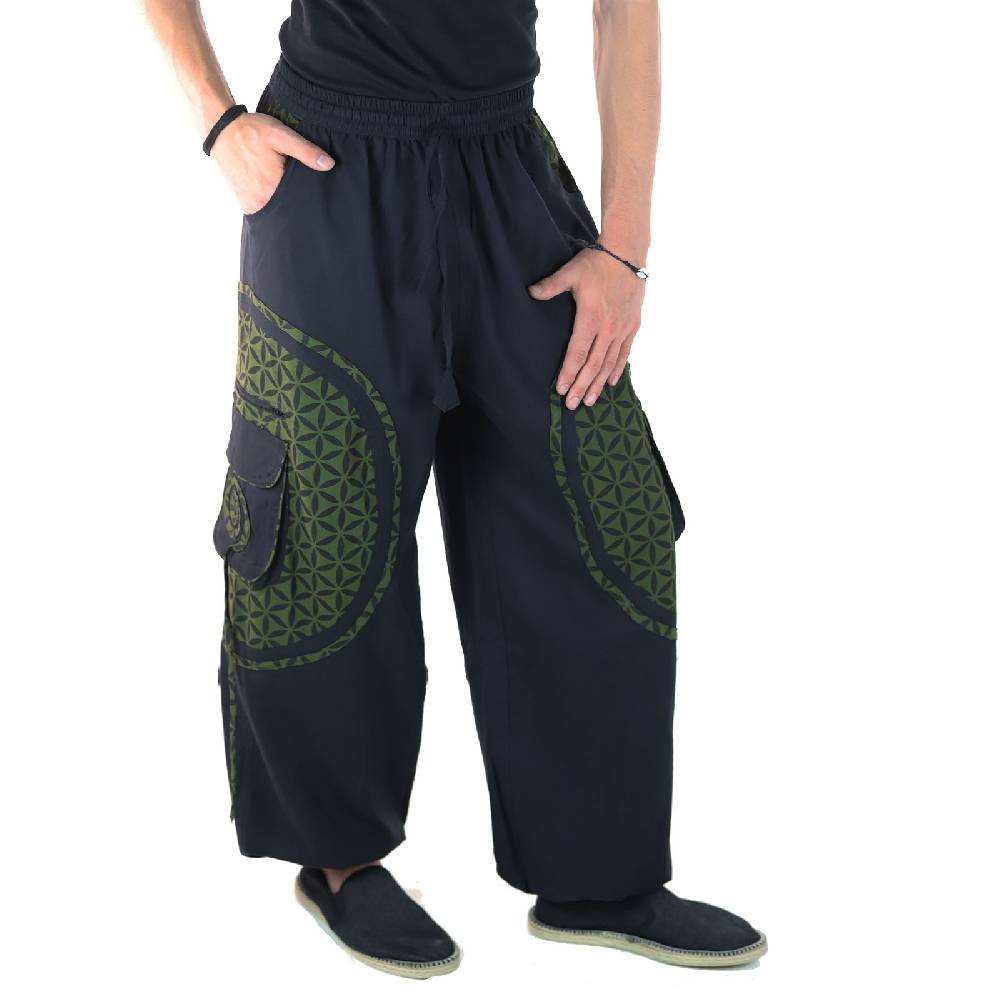 Kunst Und Magie KUNST UND MAGIE Unisex trendige Baggyhose bunte Muster Lebensblume Goa Hippiehose Kauf eins, bekomm eins gratis