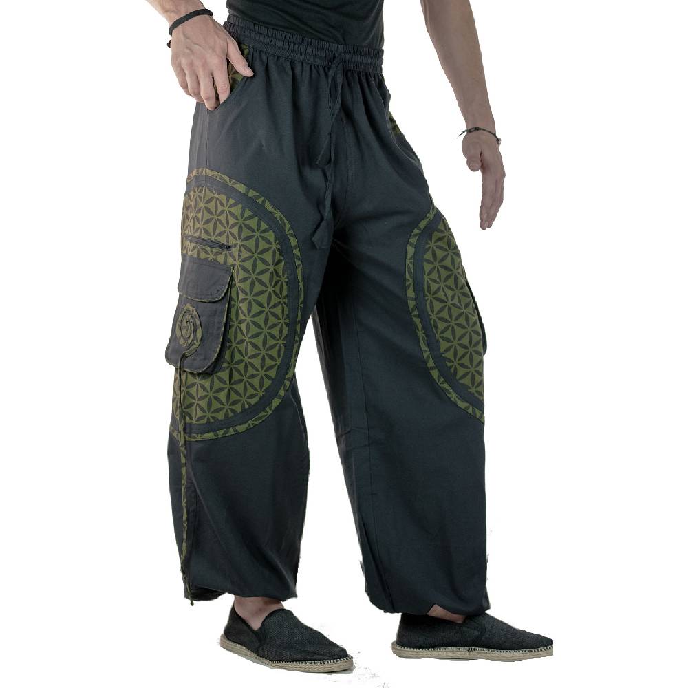 Kunst Und Magie KUNST UND MAGIE Unisex trendige Baggyhose bunte Muster Lebensblume Goa Hippiehose Kauf eins, bekomm eins gratis