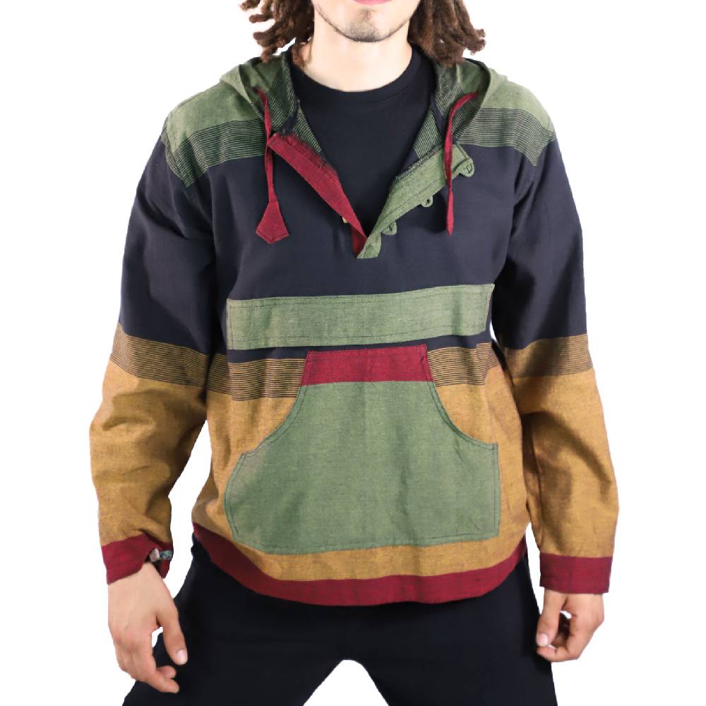 Kunst Und Magie KUNST UND MAGIE Herren bunt alternativ Hoodie Fischerhemd Kapuze Kängurutasche Kostenlose Rückgabe