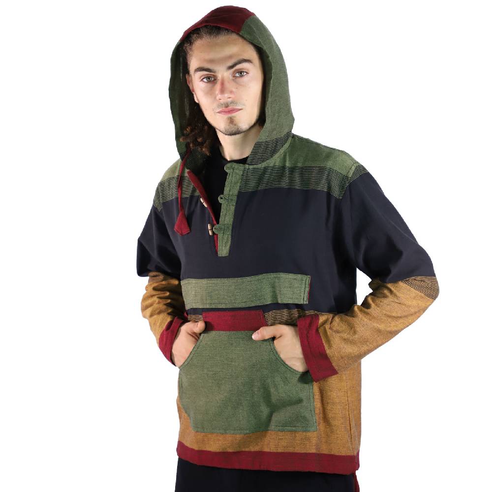 Kunst Und Magie KUNST UND MAGIE Herren bunt alternativ Hoodie Fischerhemd Kapuze Kängurutasche Kostenlose Rückgabe