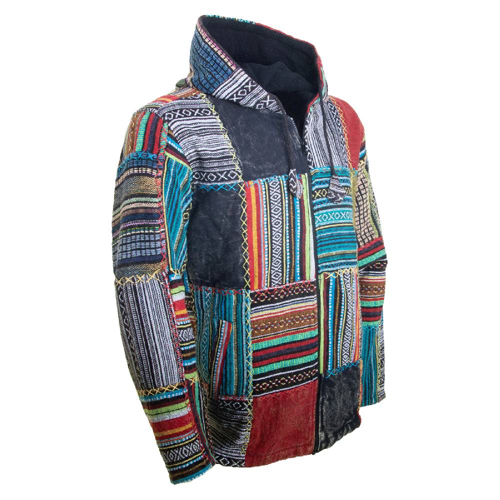 Kunst Und Magie KUNST UND MAGIE Baja Jerga Unisex Patchwork Hoodie mit Kapuze alternative Jacke Letzte 3 Tage