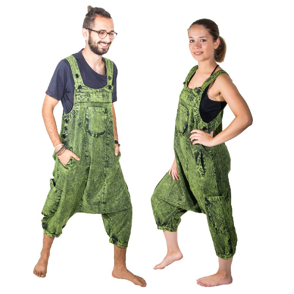 Kunst Und Magie Kunst und Magie Unisex Vintage Latzhose Ibiza stonewashed Haremshose Overall Letzte 2 Tage