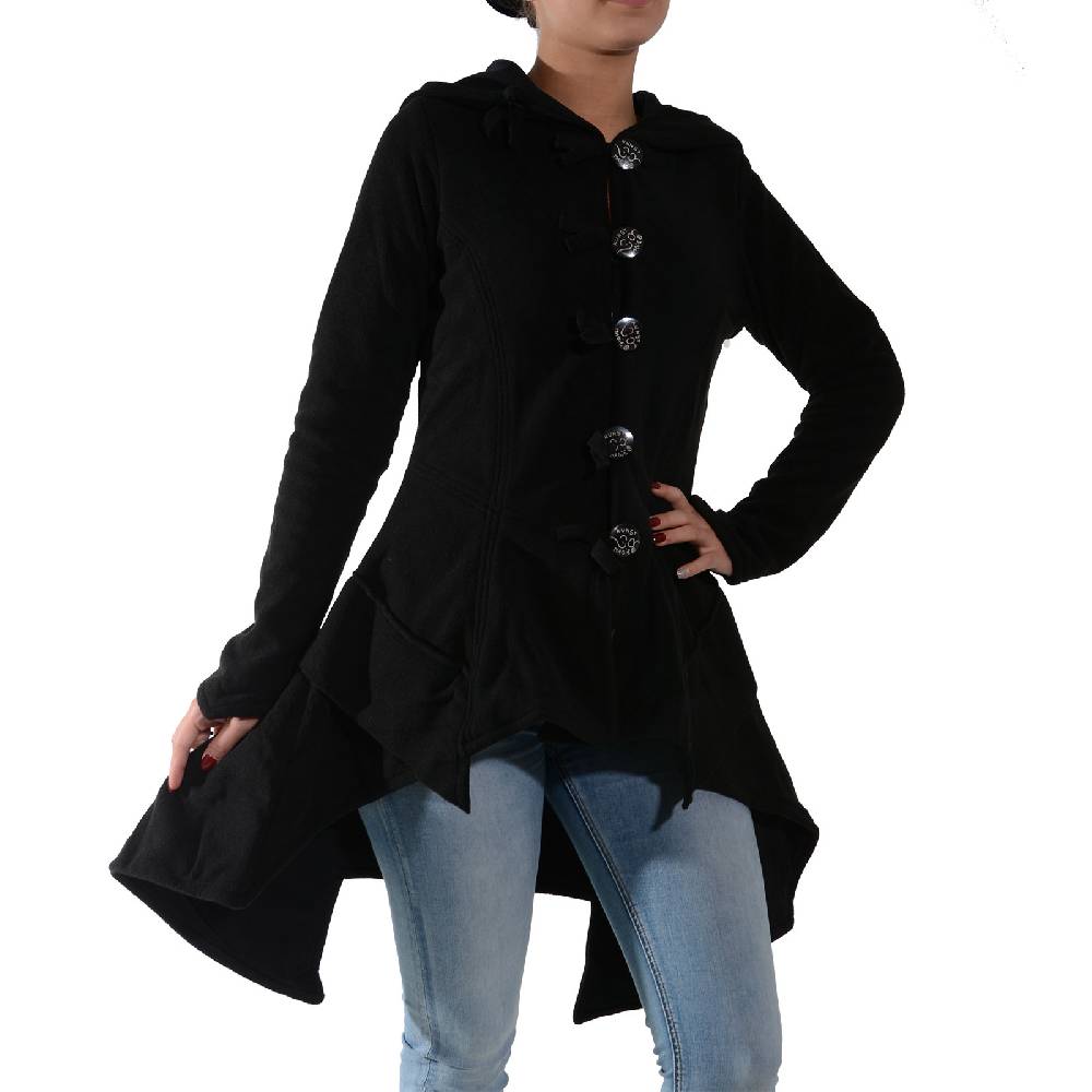 Kunst Und Magie Kunst und Magie Damenmantel aus Fleece mit Kapuze Boho Gehrock Jacke Fleecejacke Sonderangebot der Fabrik