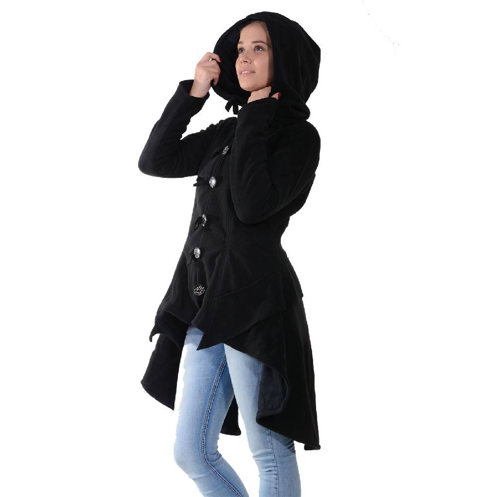 Kunst Und Magie Kunst und Magie Damenmantel aus Fleece mit Kapuze Boho Gehrock Jacke Fleecejacke Sonderangebot der Fabrik