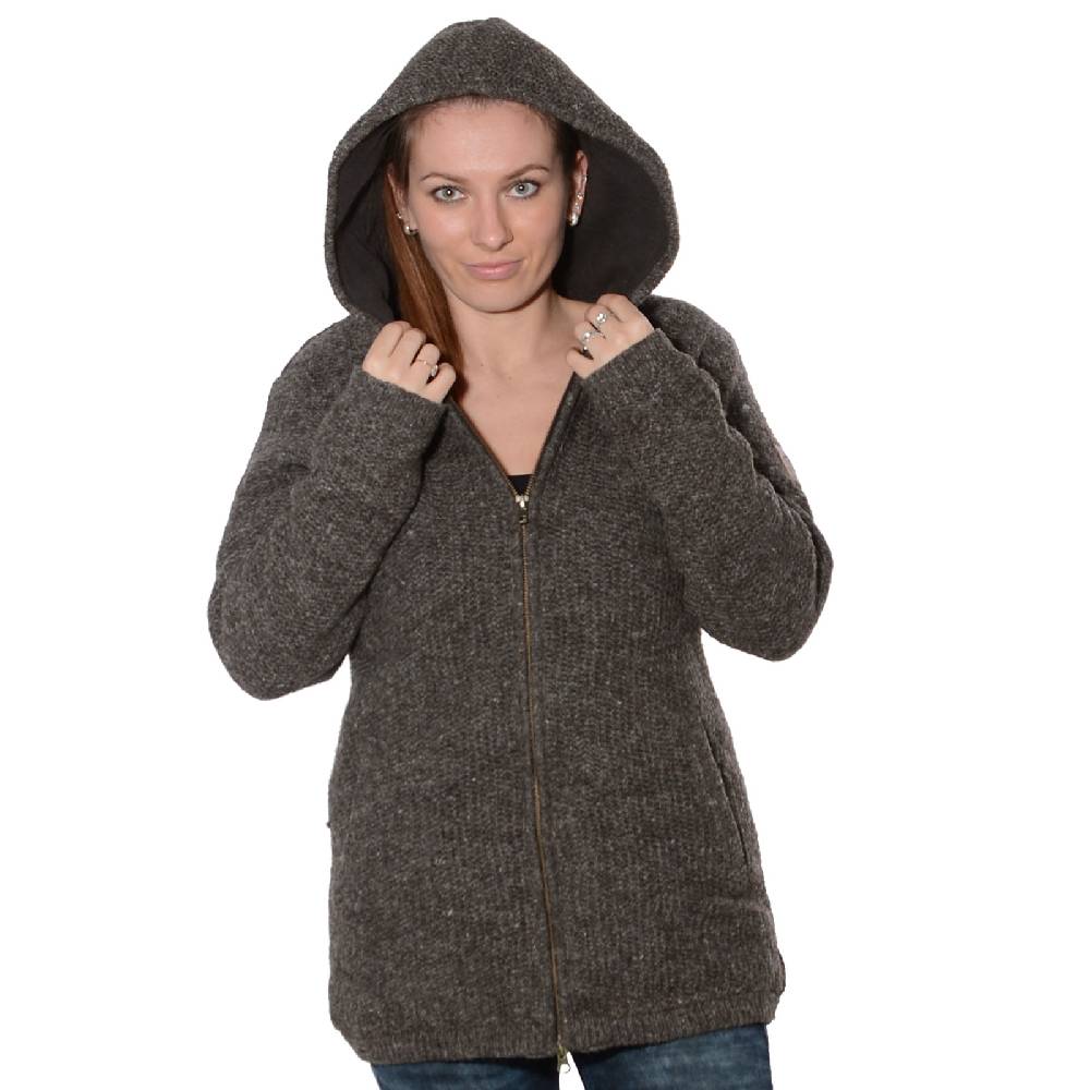 Kunst Und Magie Klassische Damen Strickjacke Wolle Jacke mit Fleecefutter und Kapuze von Kunst und Magie Nur noch ein Tag übrig