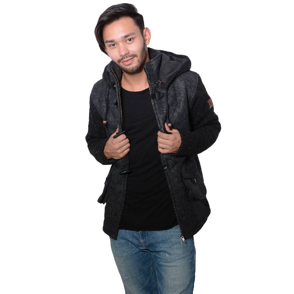 Kunst Und Magie Kunst und Magie Herren Loden Jacke mit gestrickten Ärmeln und abnehmbarer Kapuze Super Rabatt