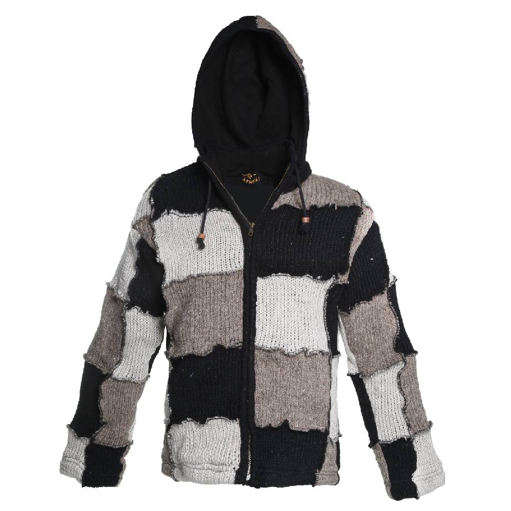 Kunst Und Magie Kunst und Magie Patchwork Strickjacke mit Zipfelkapuze Nachhaltig No Waist 50% Rabatt mit kostenlosem Versand