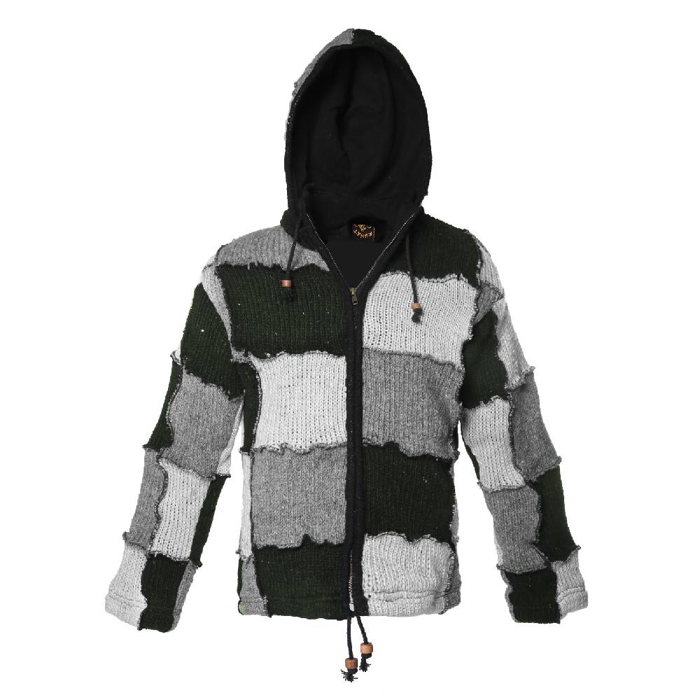 Kunst Und Magie Kunst und Magie Patchwork Strickjacke mit Zipfelkapuze Nachhaltig No Waist 50% Rabatt mit kostenlosem Versand