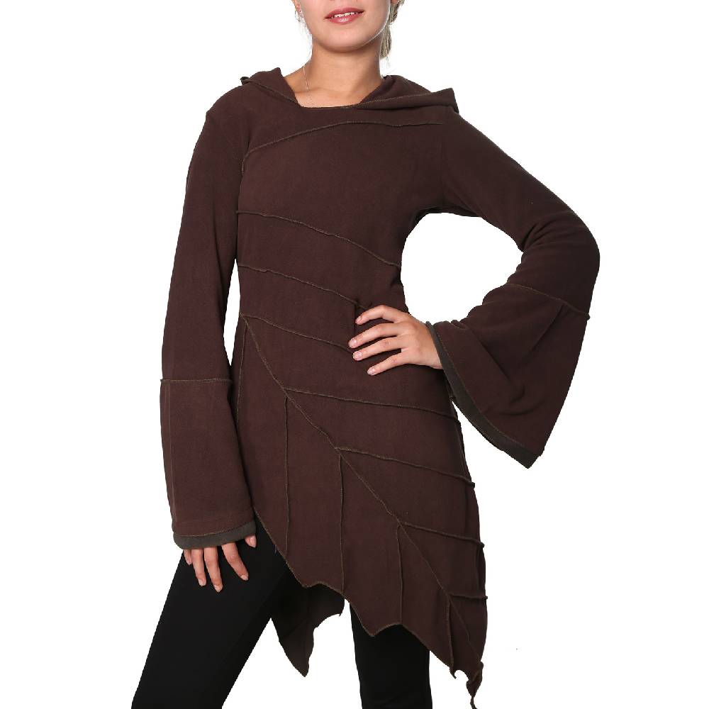 Kunst Und Magie Kunst und Magie Fleecekleid in Blattform aus Fleece mit Zipfelkapuze Fairy Goa Kostenloser Versand international