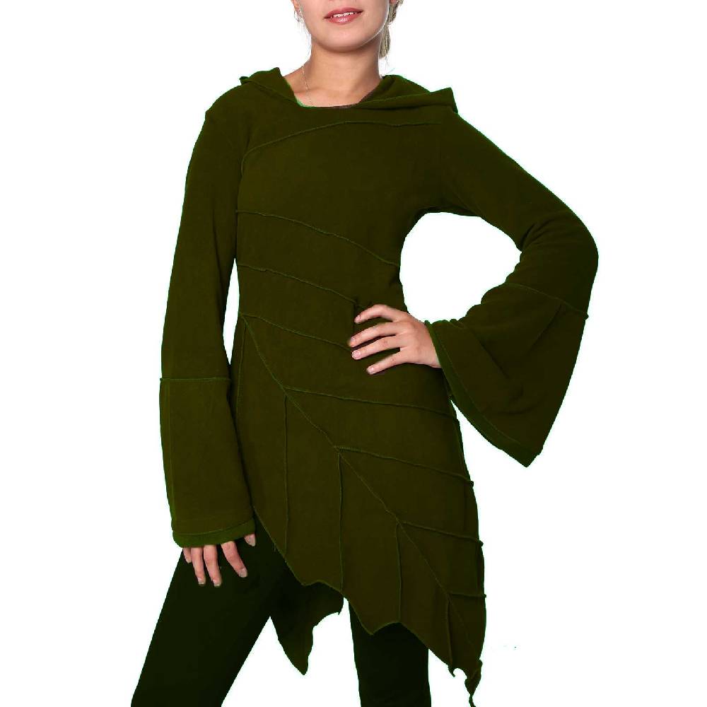Kunst Und Magie Kunst und Magie Fleecekleid in Blattform aus Fleece mit Zipfelkapuze Fairy Goa Kostenloser Versand international