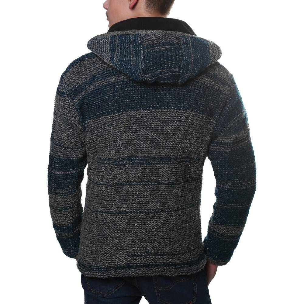 Kunst Und Magie Kunst und Magie Herren Strickjacke Fleecefutter Schurwolle abnehmbare Kapuze Black Friday Preise