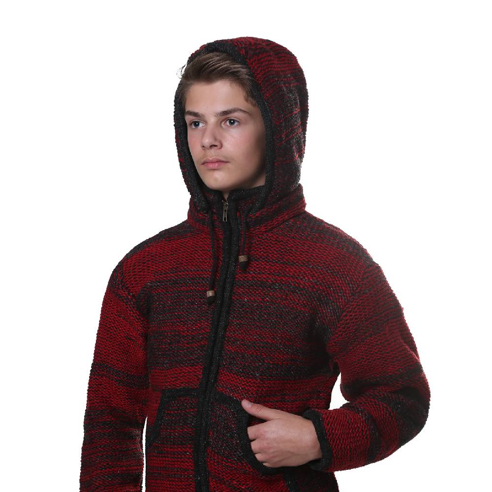 Kunst Und Magie Kunst und Magie Herren Strickjacke Fleecefutter Schurwolle abnehmbare Kapuze Black Friday Preise