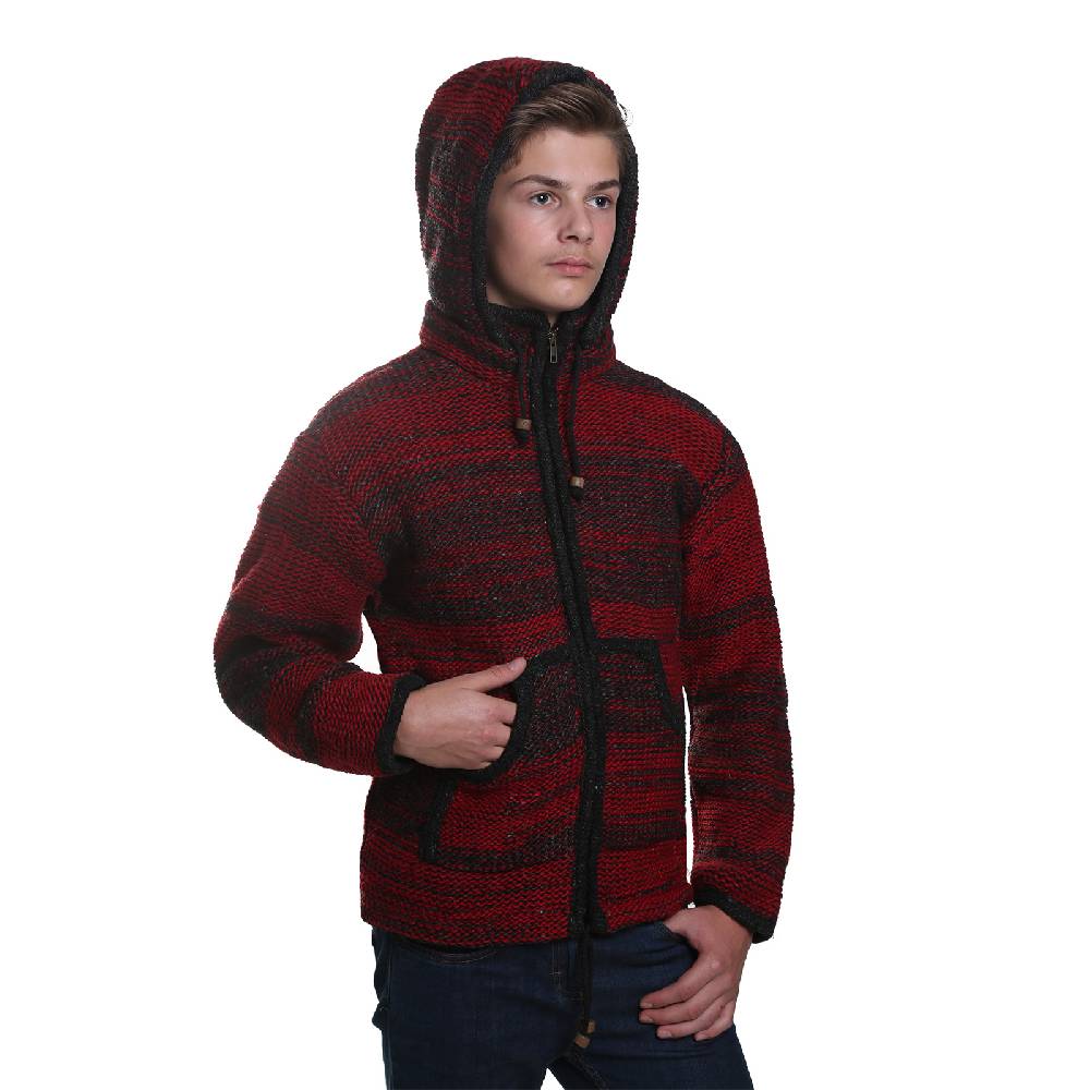 Kunst Und Magie Kunst und Magie Herren Strickjacke Fleecefutter Schurwolle abnehmbare Kapuze Black Friday Preise