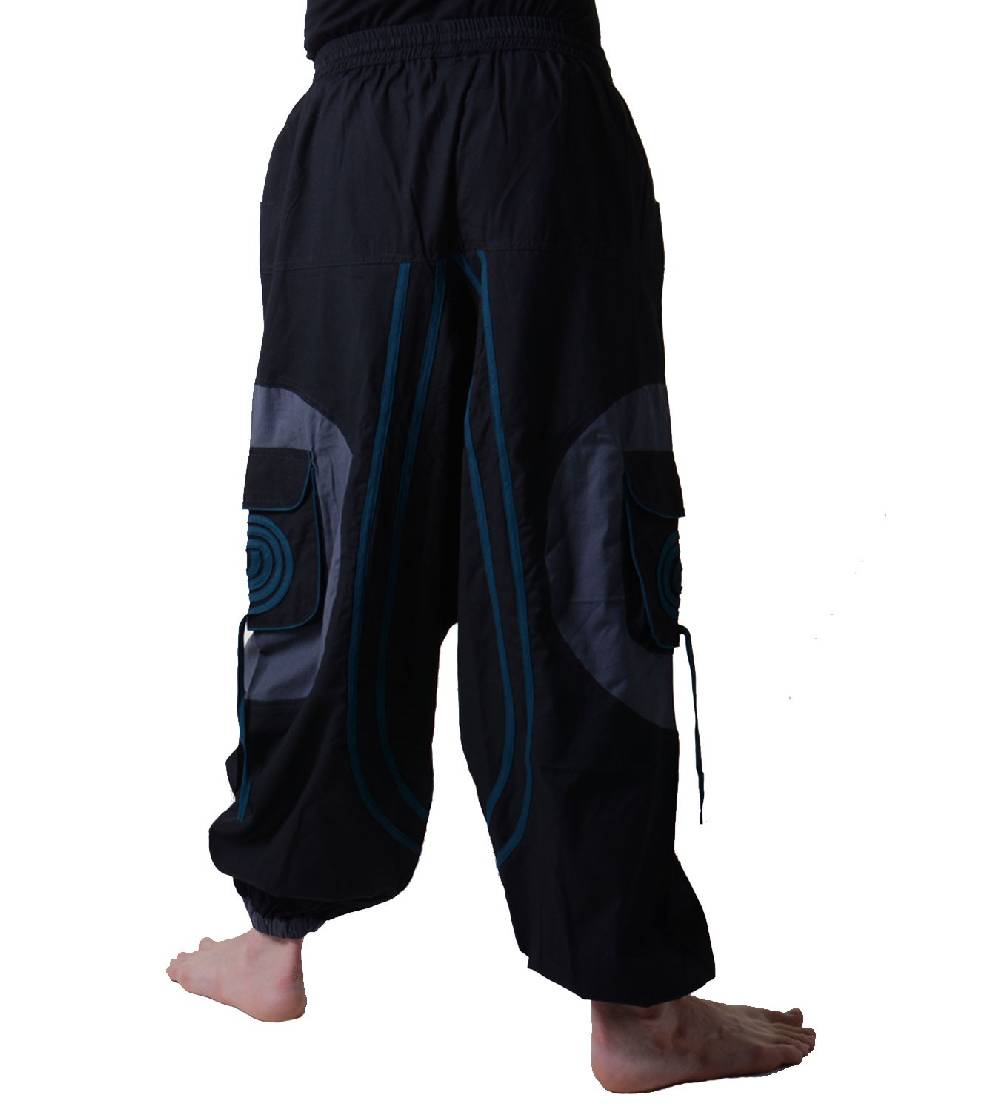 Kunst Und Magie Kunst und Magie Herren Hippie Haremshose mit Goa Spiral Muster Preisnachlass