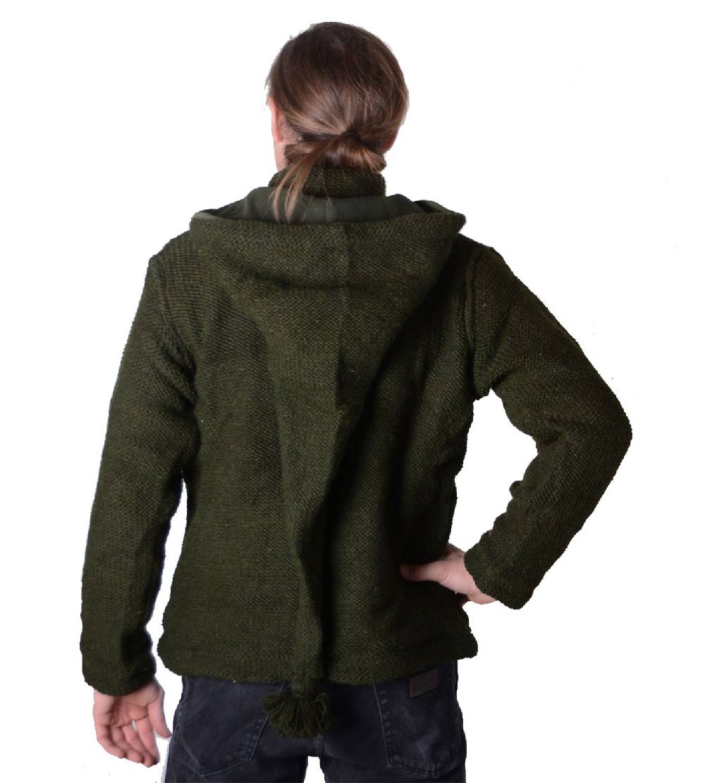 Kunst Und Magie Baja Herren-Strickjacke mit Fleecefutter und Zipfelkapuze Poncho Goa Hippie Jubiläumsangebot