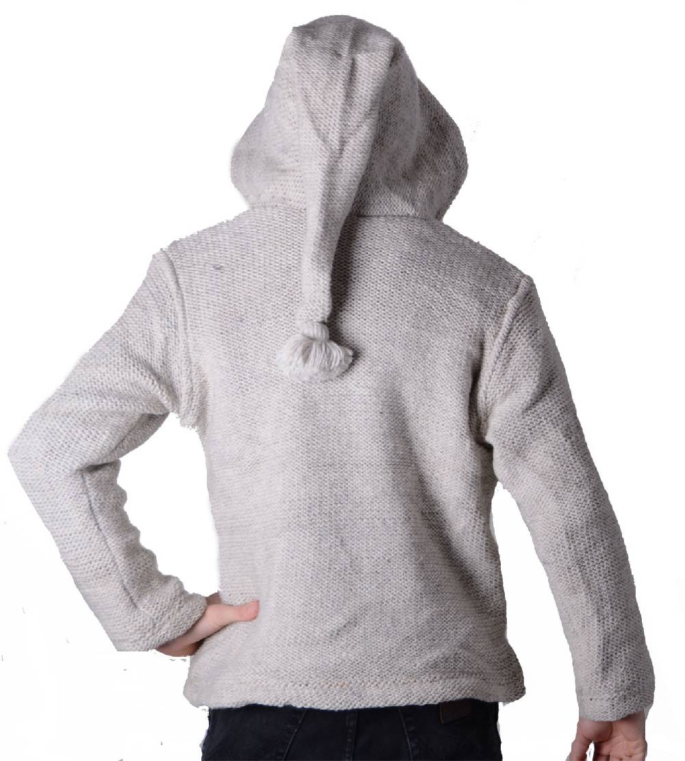 Kunst Und Magie Baja Herren-Strickjacke mit Fleecefutter und Zipfelkapuze Poncho Goa Hippie Jubiläumsangebot