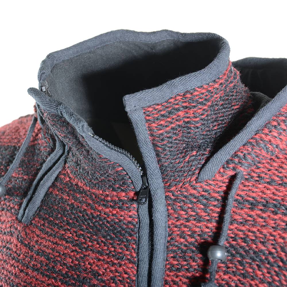 Kunst Und Magie Damen Wolljacke Hippie Goa Strickjacke mit Fleecefutter und Kapuze Schwarz/Rot Zeitlich begrenztes Angebot