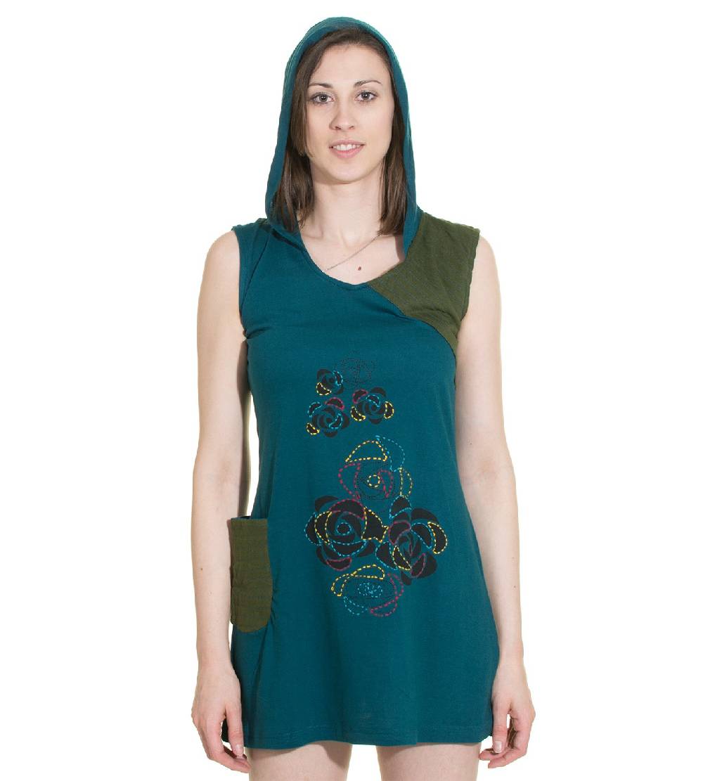 Kunst Und Magie Minikleid Longshirt Tunika Hippie Sommerkleid mit Zipfelkapuze Kauf eins, bekomm eins gratis