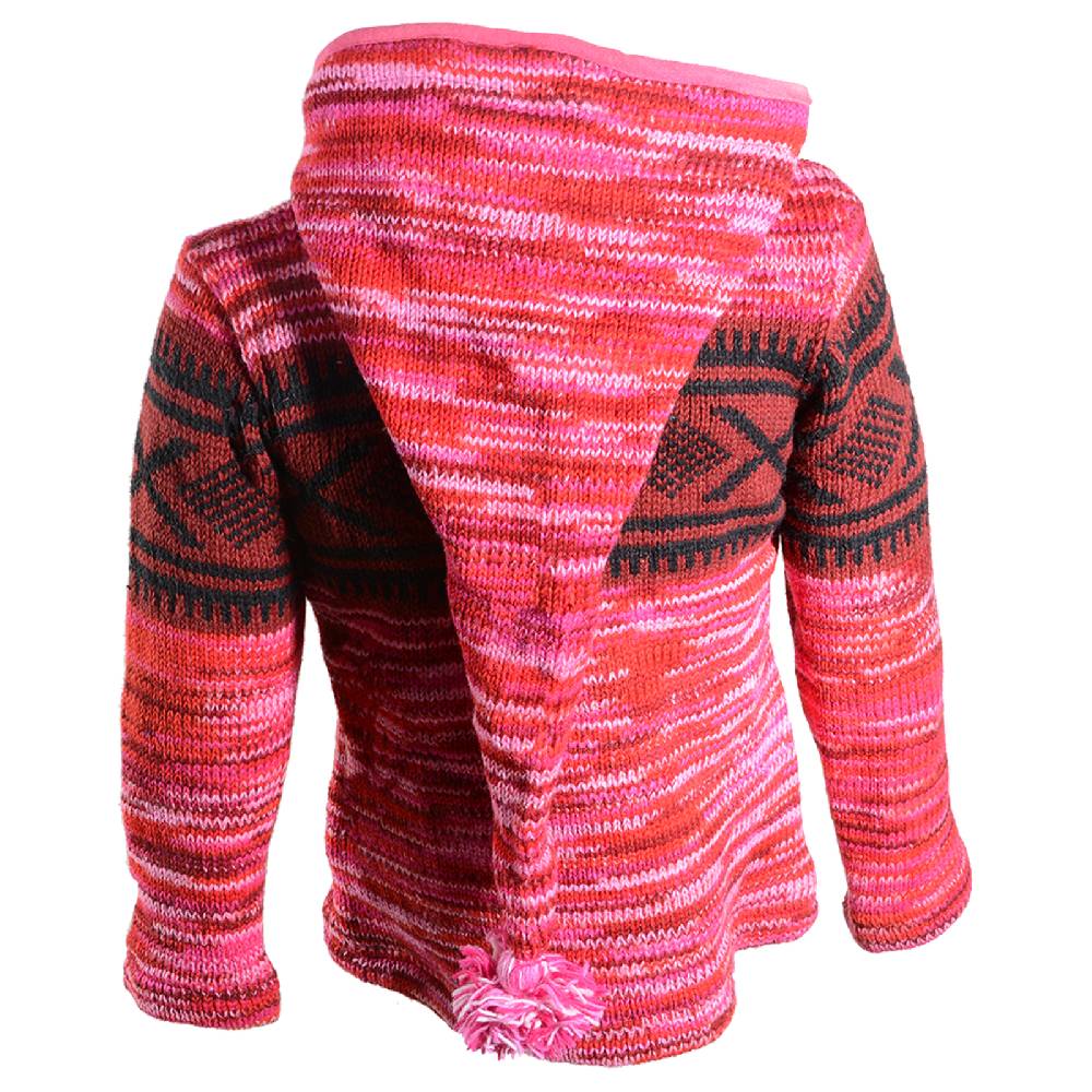 Kunst Und Magie Hippie Goa Nepal Strickjacke Poncho Woll-Pullover in Pink mit abnehmbarer Zipfelkapuze Sonderangebote