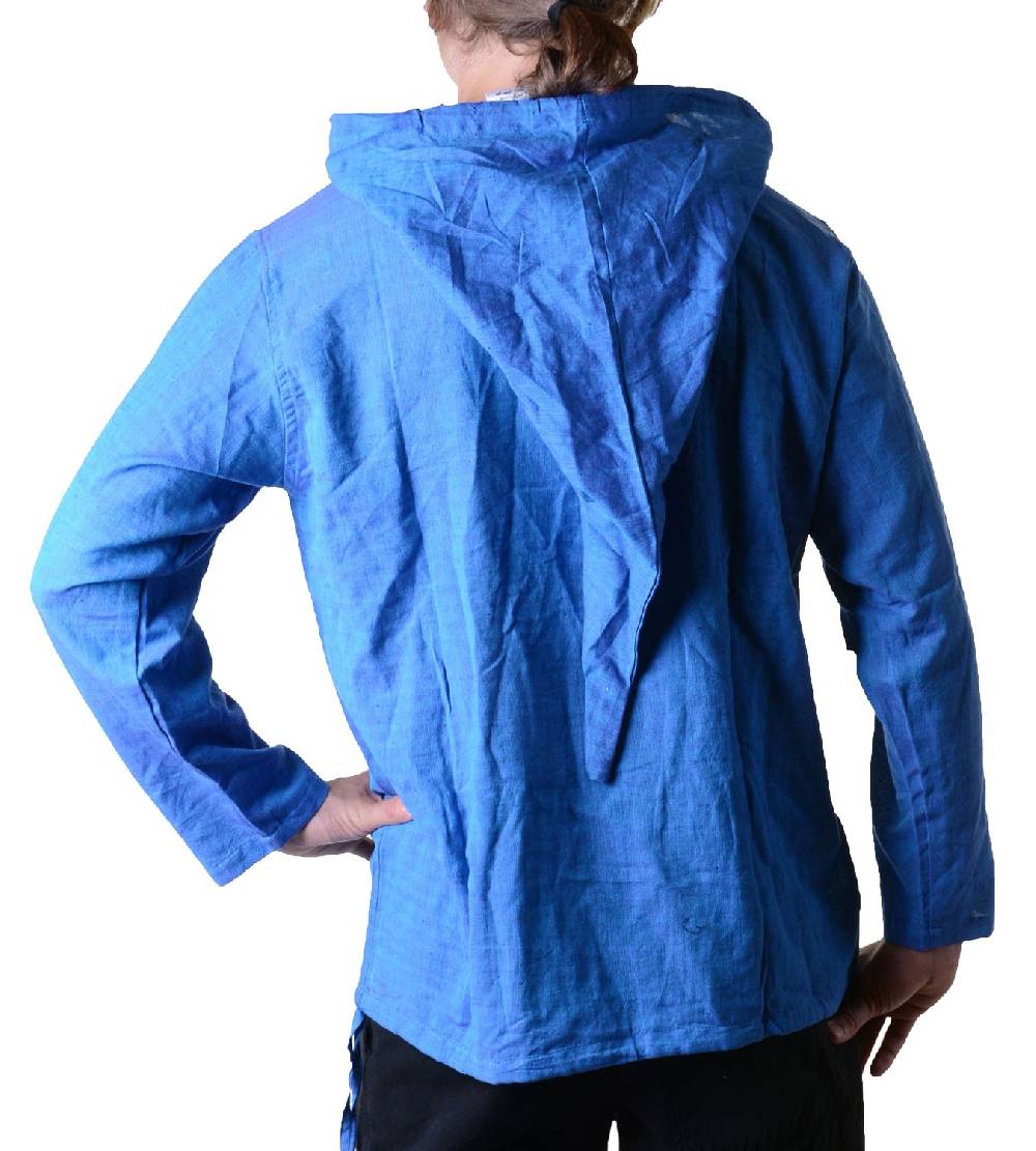 Kunst Und Magie Nepal Fischerhemd Kurtha Einfarbig Hemd Poncho Mittelalter mit Zipfelkapuze Riesige Ersparnisse